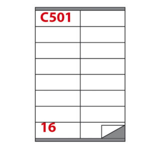 Etichetta adesiva C501 – permanente – 105×36 mm – 16 etichette per foglio – bianco – Markin – scatola 100 fogli A4