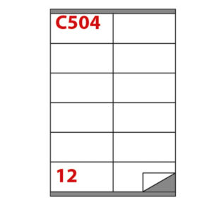 Etichetta adesiva C504 – permanente – 105×48 mm – 12 etichette per foglio – bianco – Markin – scatola 100 fogli A4