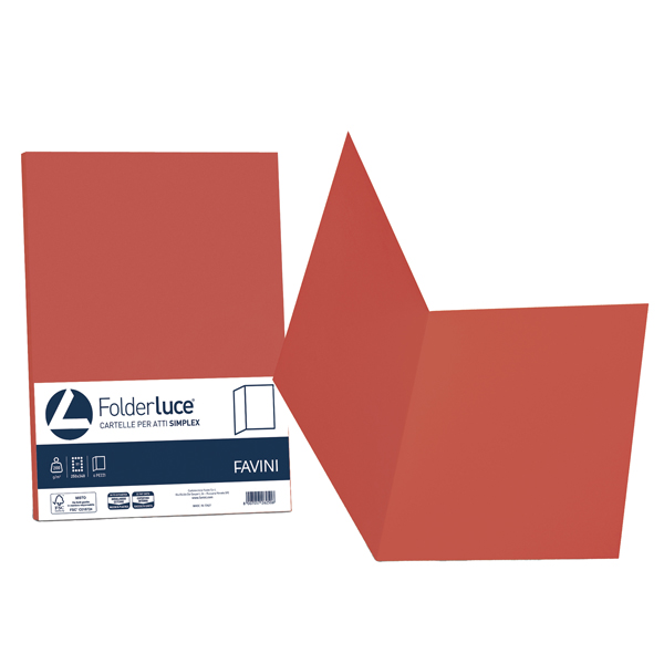 Cartelline semplici Luce – 200 gr – 25×34 cm – rosso scarlatto – Favini – conf. 50 pezzi