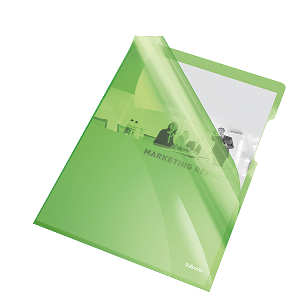 Cartelline a L – PVC – liscio – 21×29,7 cm – verde cristallo – Esselte – conf. 25 pezzi