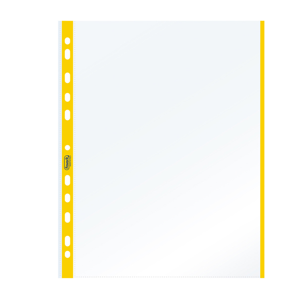 Buste forate con banda colorata – Linear – buccia – 21 x 29,7 cm – giallo – Favorit – conf. 10 pezzi