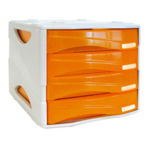 Cassettiera Smile – 29x38x25,5 cm – 4 cassetti da 5 cm – grigio/arancio trasparente – Arda