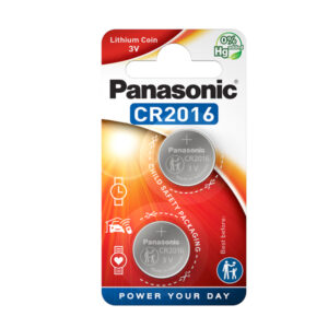Micropile CR2016 – 3V – a pastiglia – litio – Panasonic – blister 2 pezzi