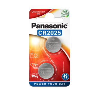 Micropile CR2025 – 3V – a pastiglia – litio – Panasonic – blister 2 pezzi