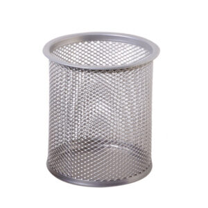 Bicchieri portapenne – rete metallica – 8,5×10 cm – argento – Lebez