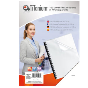 Copertine – A4 – 150 micron – PVC – neutro trasparente – Titanium – scatola 100 pezzi