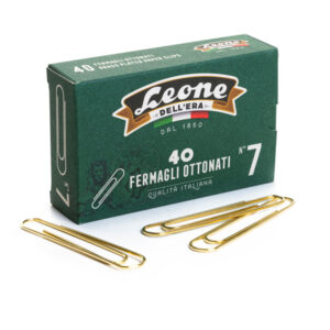 Fermagli ottonati supergiganti – lunghezza 75 mm – n. 7 – oro – Leone – conf. 40 pezzi