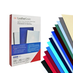 Copertine LeatherGrain per rilegatura – A4 – goffrate – blu – 250 gr – GBC – conf. 100 pezzi