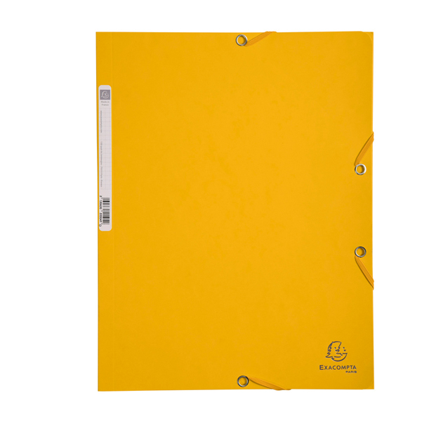 Cartellina con elastico – cartoncino lustrE’ – 3 lembi – 400 gr – 24×32 cm – giallo – Exacompta