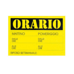 Cartello in cartoncino ORARIO DALLE…ALLE… – 23×32 cm – giallo – CWR