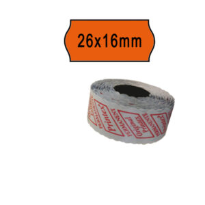 Rotolo da 1000 etichette a onda per Printex Smart 16/2616 e Z Maxi 6/2616 – 26×16 mm – adesivo permanente – arancio – Printex – pack 10 rotoli