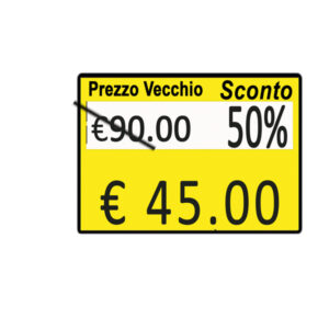 Rotolo da 600 etichette per Printex Z 17 – PREZZO VECCHIO…SCONTO… – 26×19 mm – adesivo permanente – giallo – Printex – pack 10 rotoli