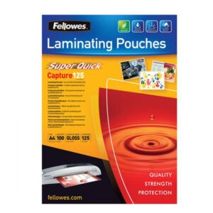 Pouches Capture125 Superquick – A4 – 216×303 mm – 2×125 micron – Fellowes – scatola 100 pezzi