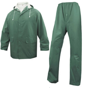 Completo impermeabile EN304 – giacca + pantalone – poliestere/PVC – taglia M – verde – Deltaplus