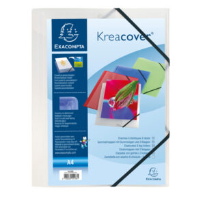 Cartella personalizzabile Kreacover  – con elastico – PP – 24×32 cm – bianco trasparente – Exacompta