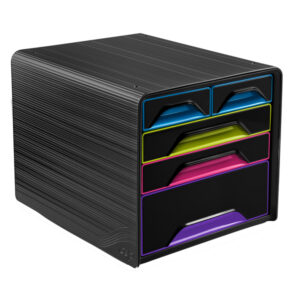 Cassettiera Smoove – 36×28,8×27 cm – 5 cassetti misti – nero/multicolore – Cep