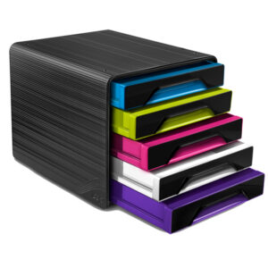 Cassettiera Smoove – 36×28,8×27 cm – 5 cassetti standard – nero/multicolore – Cep