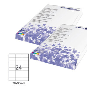 Etichetta adesiva – permanente – 70×36 mm – 24 etichette per foglio – bianco – Starline – conf. 100 fogli A4