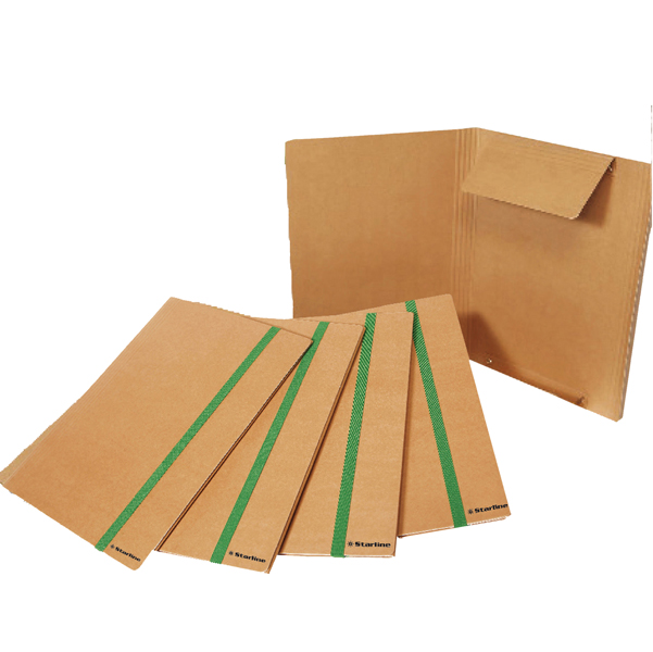 Cartellina 3 lembi – con elastico piatto 20 mm – 25 x 35 cm – cartoncino FSC – avana- Starline