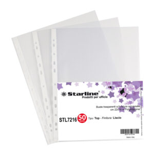 Buste forate Top – liscio – 22 x 30 cm – trasparente – Starline – conf. 50 pezzi
