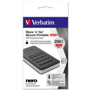 Verbatim – Memoria SSD portatile Store ‘N’Go Usb 3.1 – con tastierino numerico – 53402 – 256GB