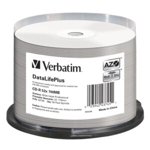 Verbatim – Scatola 50 CD-R Data Life Plus – spindle 1X-52X – 43745 – 700MB