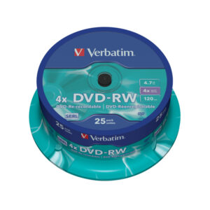 Verbatim – Confezione 25 DVD-RW – argento lucido – serigrafato – 43639 – 4,7GB