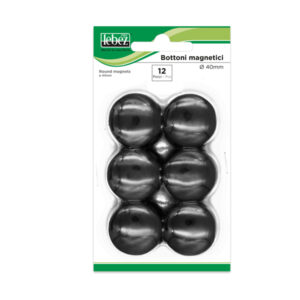 Bottoni magnetici – nero – diametro 40 mm – Lebez – conf. 12 pezzi