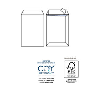 Busta sacco COMPETITOR FSC  – bianca – strip adesivo – 190 x 260 mm – 80 gr – Pigna – conf. 500 pezzi