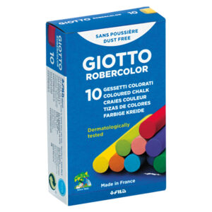 Gessetti Robercolor – lunghezza 80mm con diametro 10mm – colorati – Giotto – Scatola 10 gessetti tondi