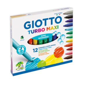 Pennarelli Turbo Maxi – punta D5mm – colori assortiti – Giotto – astuccio 12 pezzi