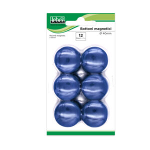 Bottoni magnetici – blu – diametro 40 mm – Lebez – blister 12 pezzi