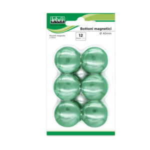 Bottoni magnetici – verde – diametro 40 mm – Lebez – blister 12 pezzi