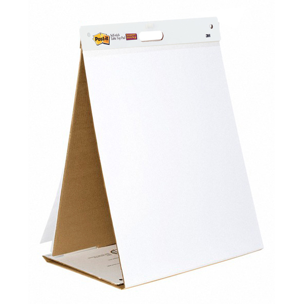 Blocco/Lavagna da tavolo Super Sticky autoportante – 563R – 20 fogli in carta riciclata – 58,4 x 50,8 cm – bianco – Post it
