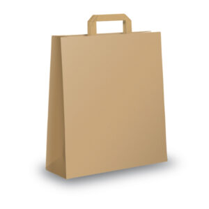 Shopper in carta – maniglie piattina – 18 x 8 x 25cm – avana – conf. 25 sacchetti