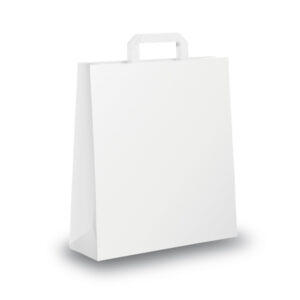 Shopper carta – maniglia piattina – 22 x 10 x 29 cm –  bianco – conf. 25 sacchetti