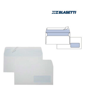 Busta bianca con finestra – serie Eco Strip Laser – certificazione FSC – adatta a stampa laser – 110×230 mm – 90 gr – Blasetti – conf. 500 pezzi