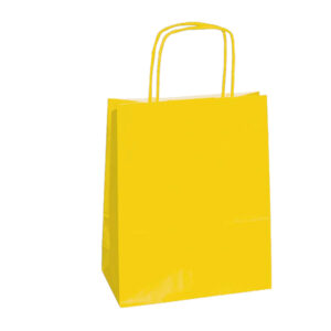 Shopper in carta – maniglie cordino – 22 x 10 x 29cm – giallo – conf. 25 sacchetti