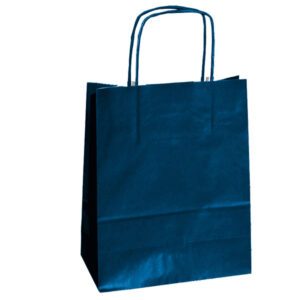 Shopper in carta – maniglie cordino – 22 x 10 x 29cm – blu – conf. 25 sacchetti