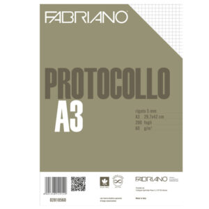 Foglio protocollo – A4 – 5 mm – 60 gr – Fabriano – conf. 200 fogli