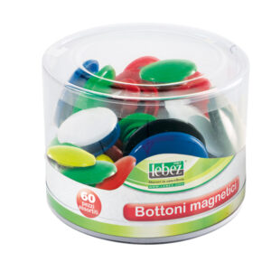 Bottoni magnetici tondi – misure e colori assortiti – Lebez – barattolo da 60 pezzi