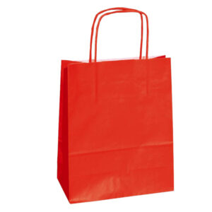 Shopper in carta – maniglie cordino – 26 x 11 x 34,5cm – rosso – conf. 25 sacchetti