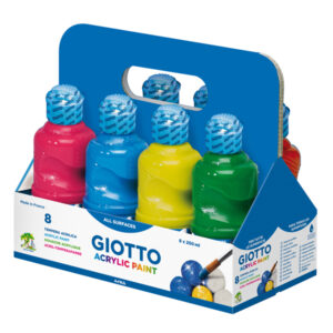 Tempera pronta acrilica – 250ml – colori assortiti – Giotto – schoolpack 8 flaconi