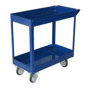 Carrello da lavoro – 2 ripiani – acciaio verniciato blu – 84×41 cm – altezza 82 cm – portata massima 100 kg – Serena Group