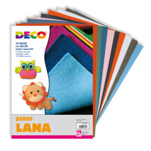 Panno lana – 20x30cm – colori assortiti – DECO – conf. 10 pezzi