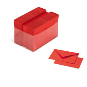 Scatola 100 cartoncini (200gr) + 100 buste (90gr) – rosso – formato 4 – Favini