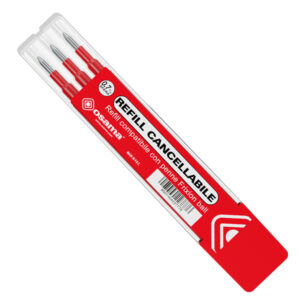 Refill per penne gel cancellabili  – punta 0,7 mm – rosso – Osama – conf. 3 pezzi