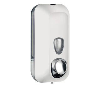 Dispenser Soft Touch per sapone liquido – 10,2x9x21,6 cm – capacitA’ 0,55 L – bianco – Mar Plast