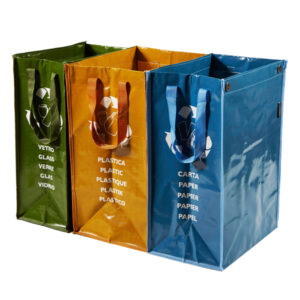 Set Ricicla Bag – 3 contenitori – misure assortite – verde/ocra/blu – Perfetto