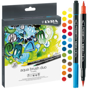 Pennarelli Aqua Brush Duo – punte 2,00 – 4,00 mm – Lyra – astuccio 24 pezzi